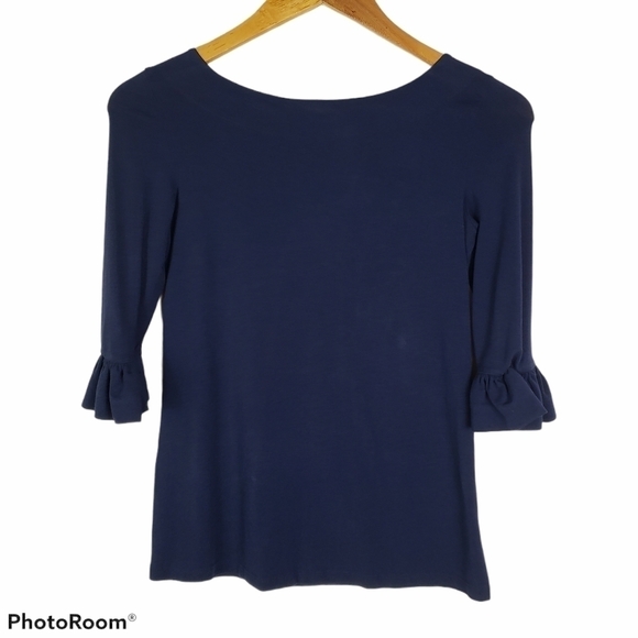 Lily Pulitzer Navy Waverly Ruffle Top Sz XXS - Picture 1 of 10